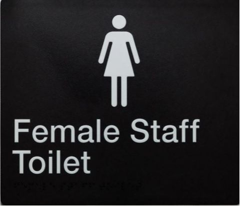 TSM BRAILLE FEMALE STAFF TOILET SIGN BLUE