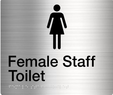 TSM BRAILLE FEMALE STAFF TOILET SIGN SS