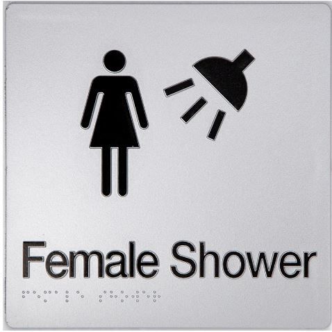 TSM BRAILLE FEMALE SHOWER SIGN SILVER