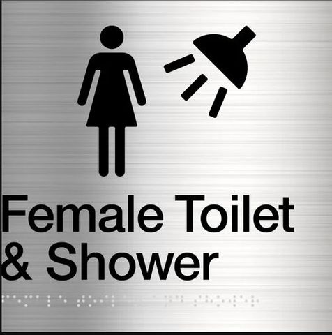 TSM BRAILLE FEMALE TOILET + SHOWER ROOM SIGN SSS