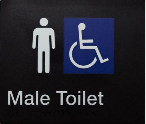 TSM BRAILLE MALE DISABLED TOILET SIGN BLACK