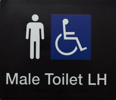 TSM BRAILLE MALE DISABLED TOILET LH SIGN BLACK