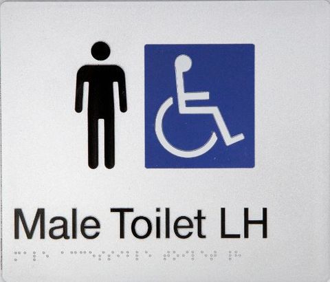 TSM BRAILLE MALE DISABLED TOILET LH SIGN SILVER