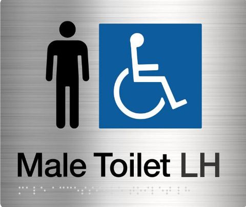 TSM BRAILLE MALE DISABLED TOILET LH SIGN SS