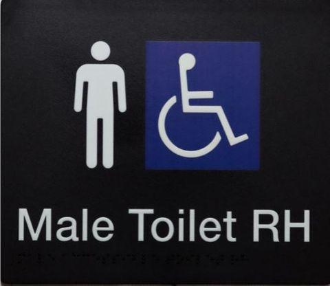 TSM BRAILLE MALE DISABLED TOILET RH SIGN BLACK