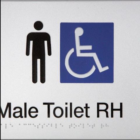 TSM BRAILLE MALE DISABLED TOILET RH SIGN SILVER