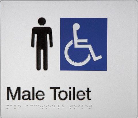 TSM BRAILLE MALE DISABLED TOILET SIGN SILVER