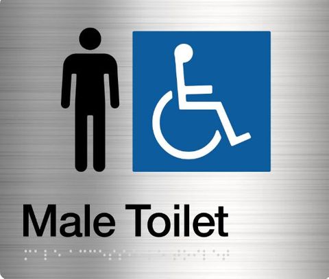 TSM BRAILLE MALE DISABLED TOILET SIGN SS