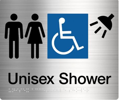 TSM BRAILLE MALE/FEMALE/DISABLED SHOWER SIGN SS