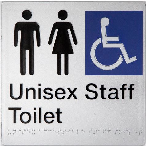 TSM BRAILLE MALE/FEMALE/DISABLED STAFF SIGN SILVER