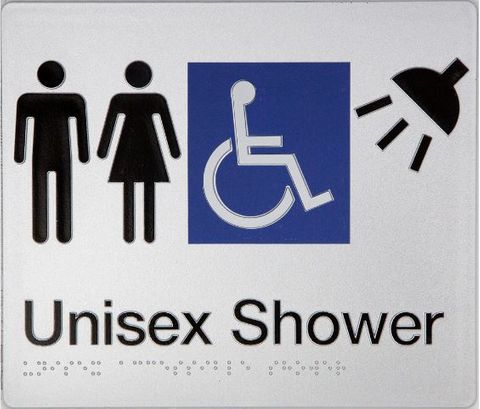 TSM BRAILLE MALE/FEMALE/DISABLED SHOWER SIGN SS