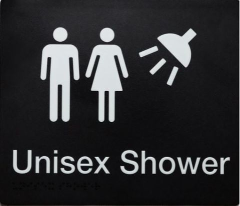 TSM BRAILLE MALE/FEMALE SHOWER SIGN BLACK