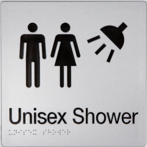 TSM BRAILLE MALE/FEMALE SHOWER SIGN SILVER