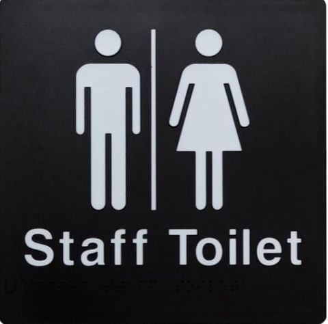 TSM BRAILLE MALE/FEMALE STAFF TOILET SIGN BLACK