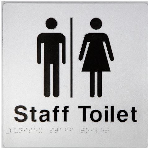 TSM BRAILLE MALE/FEMALE STAFF TOILET SIGN SILVER