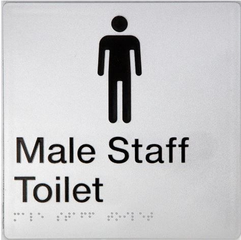 TSM BRAILLE MALE STAFF TOILET SIGN SILVER