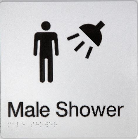 TSM BRAILLE MALE SHOWER SIGN SILVER