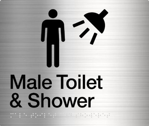 TSM BRAILLE MALE TOILET SHOWER SIGN SS