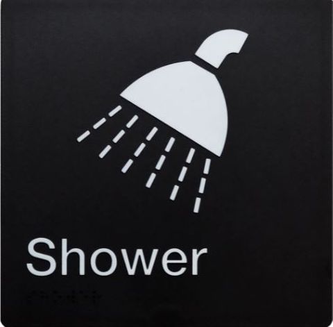 TSM BRAILLE SHOWER SIGN BLACK