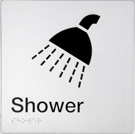 TSM BRAILLE SHOWER SIGN SILVER