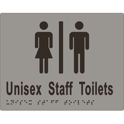 METLAM UNISEX STAFF TOILETS DIVIDED BRAILLE SIGN