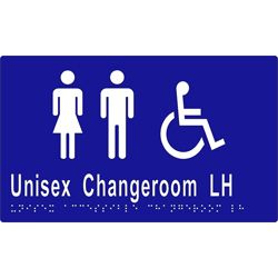 METLAM UNISEX ACCESSIBLE CHANGEROOM LH TRANSFER BRAILLE SIGN