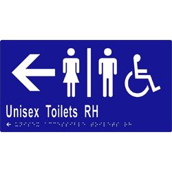 METLAM UNISEX ACCESSIBLE TOILETS DIVIDED RH TRANSFER &ARROW BRAILLE SIGN