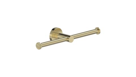 BARBEN STREAM DOUBLE TOILET ROLL HOLDER SATIN BRASS PVD