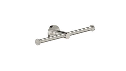 BARBEN STREAM DOUBLE TOILET ROLL HOLDER SATIN NICKEL PVD