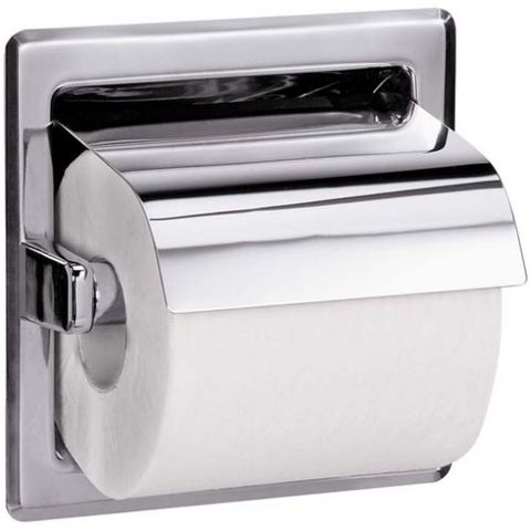 BRADLEY 5103 SINGLE TOILET ROLL HOLDER HOODED RECESS