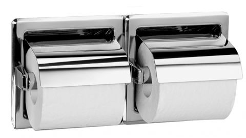 BRADLEY 5123 DOUBLE TOILET ROLL HOLDER HOODED RECESS