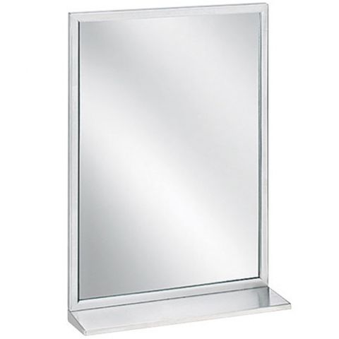 BRADLEY 7825 ANGLE FRAME MIRROR W/SHELF 450MM x 750MM SATIN