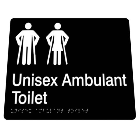 BRADLEY BRAILLE SIGN UNI AMBULANT TOILET 180X180X3MM BLACK