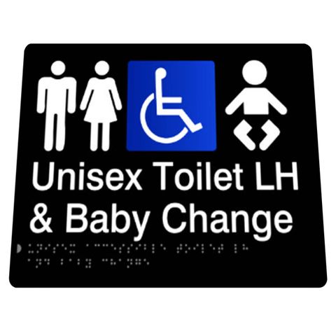 BRADLEY SIGN UNI DISABLE TOILET/PARENT LH 180X210X3MM BLACK