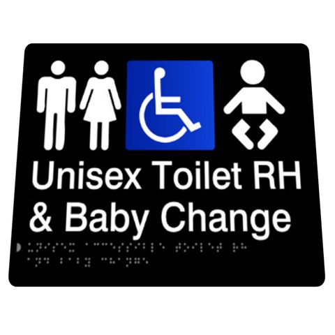 BRADLEY SIGN UNI DISABLE TOILET/PARENT RH 180X210X3MM BLACK