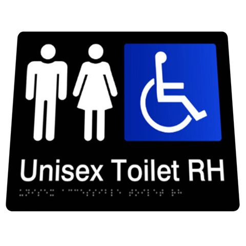 BRADLEY SIGNAGE UNISEX DISABLED TOILET RH 180X210X3MM BLACK