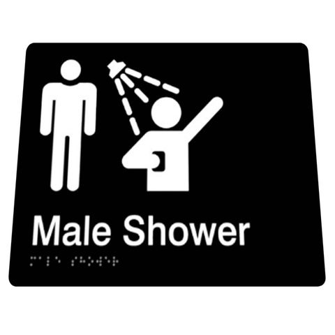 BRADLEY BRAILLE SIGN MALE SHOWER 180X180X3MM BLACK