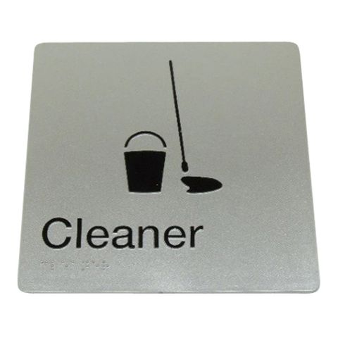 BRADLEY BRAILLE SIGN CLEANERS 235X180X3MM SILVER