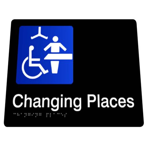 BRADLEY BRAILLE SIGN CHANGING PLACES 180X180X3MM BLACK