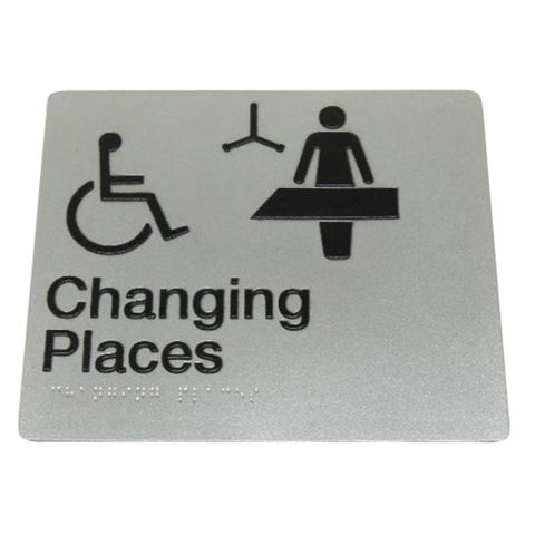 BRADLEY BRAILLE SIGN CHANGING PLACES 235X180X3MM SILVER