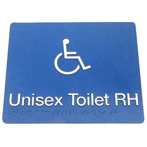 BRADLEY BRAILLE SIGN UNISEX TOILET RH 235X180X3MM BLUE