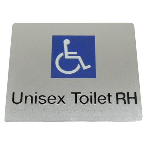 BRADLEY BRAILLE SIGN UNISEX TOILET RH 235X180X3MM SILVER