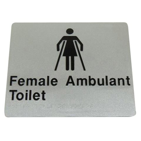 BRADLEY SIGNAGE FEMALE AMBULANT TOILET 235X180X3MM SILVER