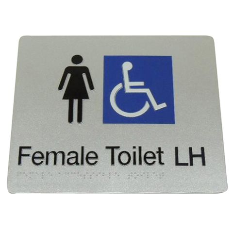BRADLEY SIGNAGE FEMALE DISABLED TOILET LH 235X180X3MM SILVER