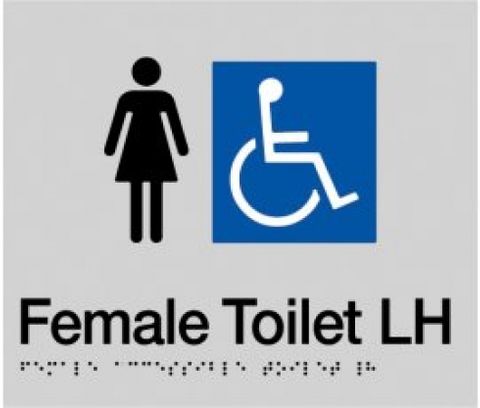 BRADLEY SIGNAGE FEMALE DISABLED TOILET RH 235X180X3MM SILVER