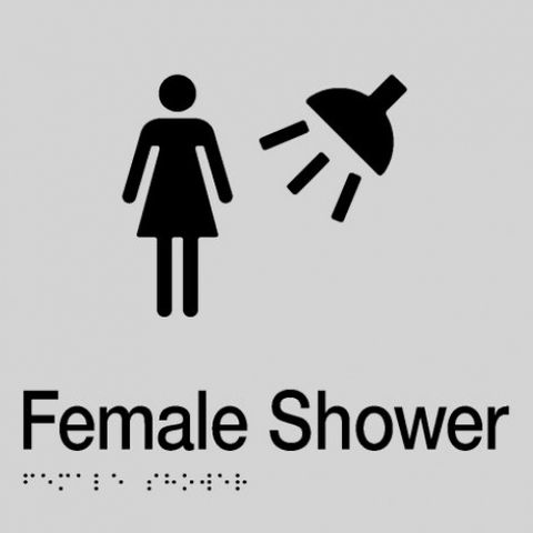 BRADLEY BRAILLE SIGN FEMALE SHOWER 235X180X3MM SILVER