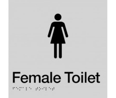 BRADLEY BRAILLE SIGN FEMALE TOILET 235X180X3MM SILVER