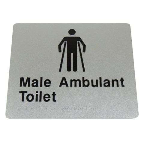 BRADLEY BRAILLE SIGN MALE AMBULANT TOILET 235X180X3MM SILVER