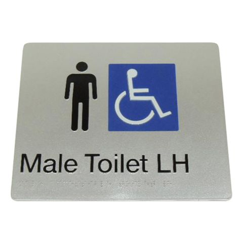 BRADLEY SIGNAGE MALE DISABLED TOILET LH 235X180X3MM SILVER