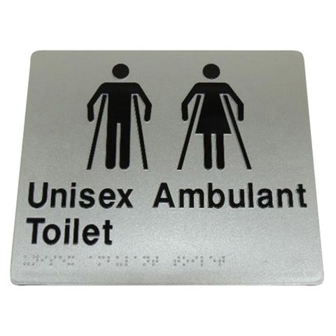 BRADLEY BRAILLE SIGN UNI AMBULANT TOILET 235X180X3MM SILVER